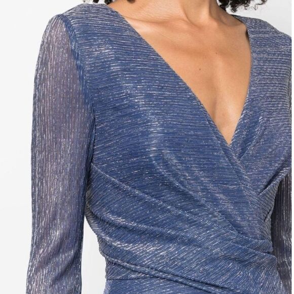 TALBOT RUNHOF Pokario23 Electric Blue Metallic Voile Gown in Size US4 - Picture 3 of 13